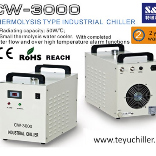 Cw-3000 water cooler for 80w co2 laser tube