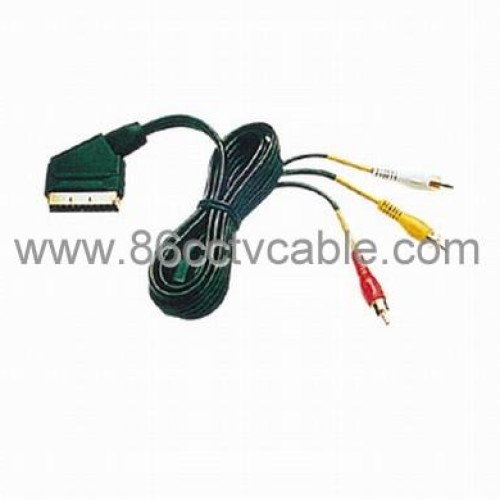 Scart to 3 rca cable, av cable