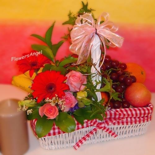 Fruit + flowers basket