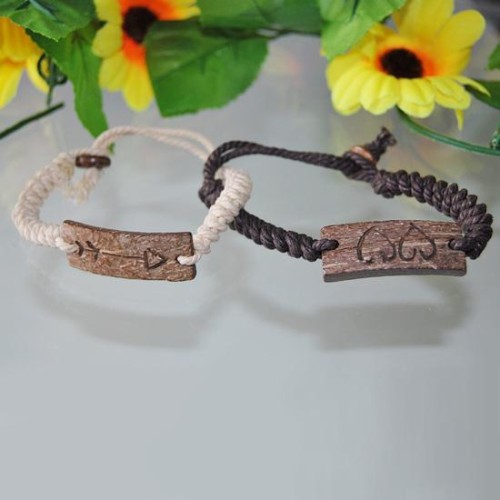 Paypal free shipping pair coconut shell lovers couple bracelet heart & arro