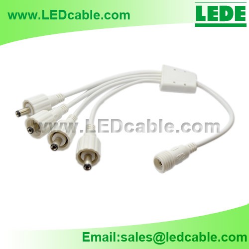 Led waterproof dc power splitter cable