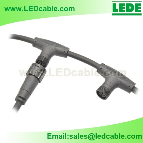Waterproof cable with multiple t junction ports for outdoor led lighting