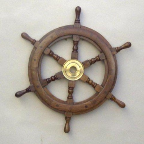 Wood & brass ship wheel
