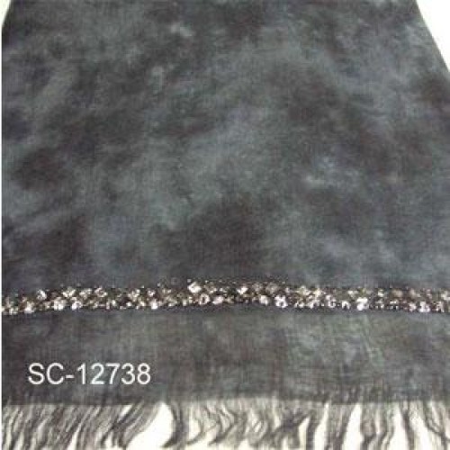 Viscose tie and dye embellished oblong scarf