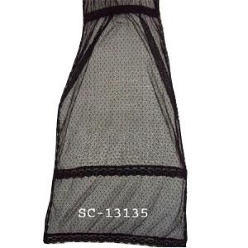 Nylon net oblong scarf with laces