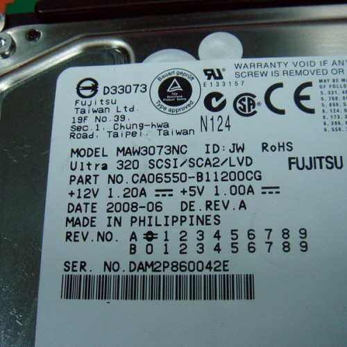 Hard drive fujitsu maw3073nc ca06550-b11200cg