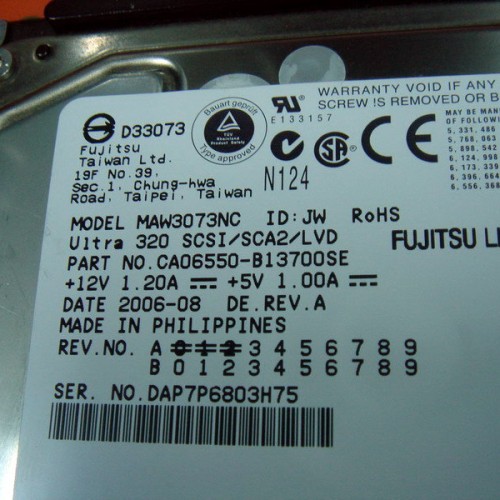 Hard drive fujitsu maw3073nc ca06550-b13700se