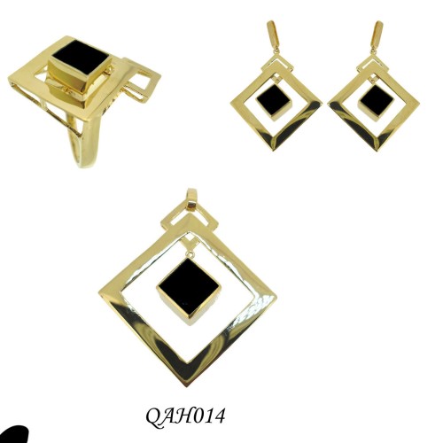 Qah014 jewellery sets,onyx jewellery sets in 18k gold