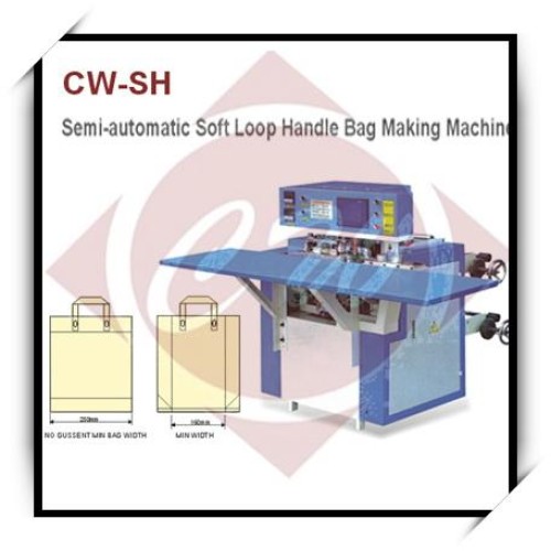 Semi-automatic soft loop handle bag making machine