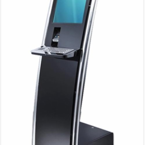 Touch screen kiosk with metallic keypad