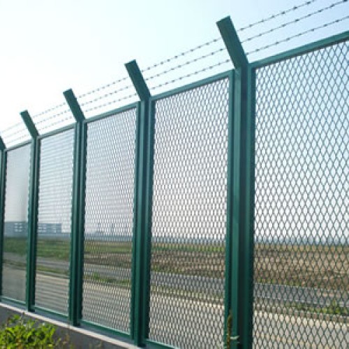 Expanded metal security fence