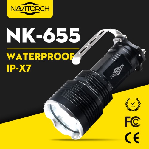 Ultra bright xm-l t6 led waterproof rechargeable aluminum flashlight (nk-655)