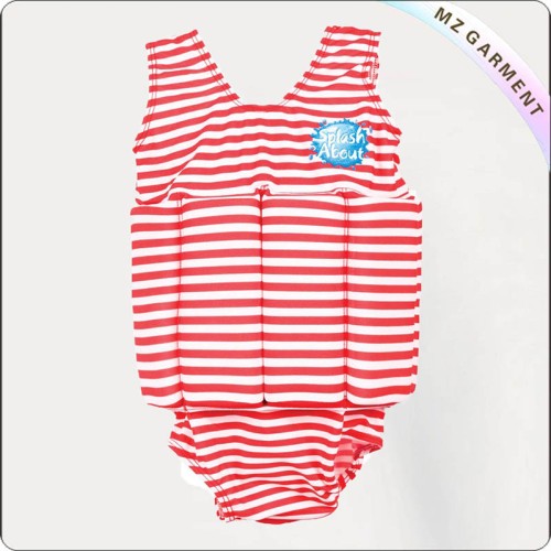 Red white striped floating swimwear