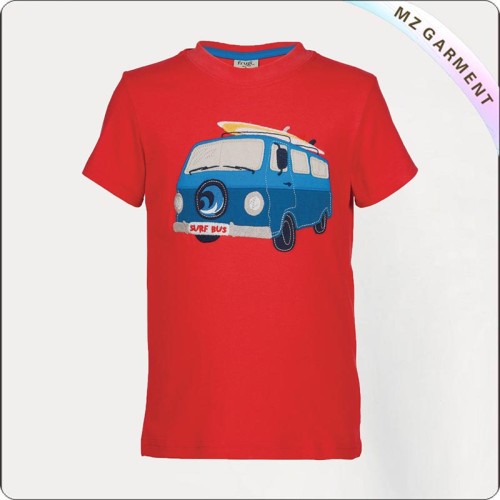 Wheels applique camper printed tee