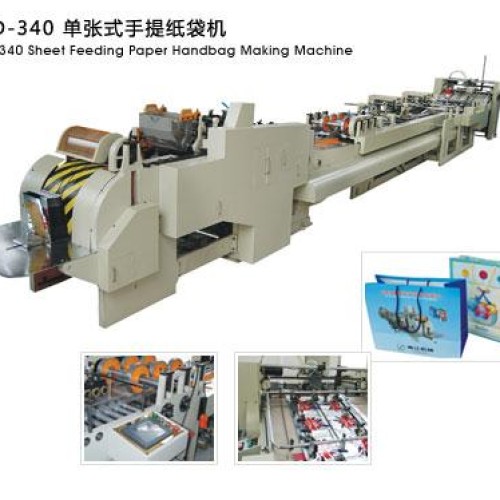 Sheet feeding paper handbag making machine