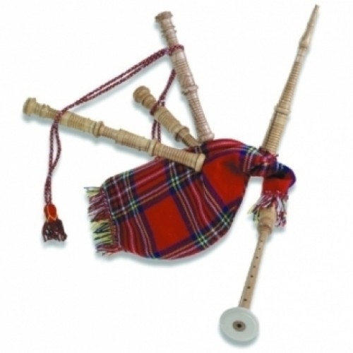 Childrens playable miniature bagpipes - plaid/tartan bag