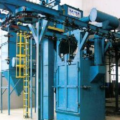 Q38 double route series hanger chains type continuous working overhead rail shot-blasting machine