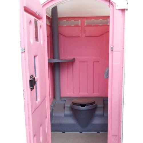 Pink roto mold porta potty toilet