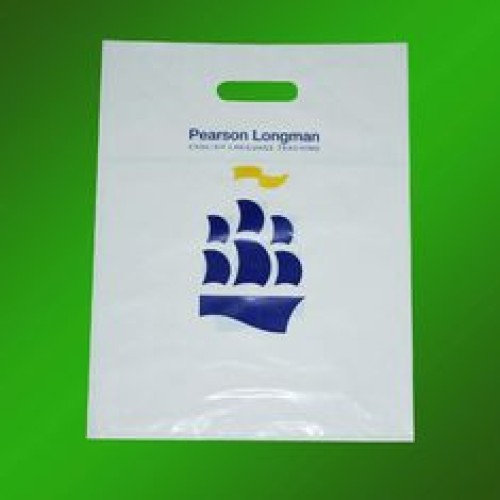 Promotional ldpe, pp, hdpe plastic carrier bags printed with die cut handle for shopping