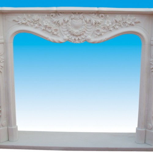 Carved white marble fireplace mantels