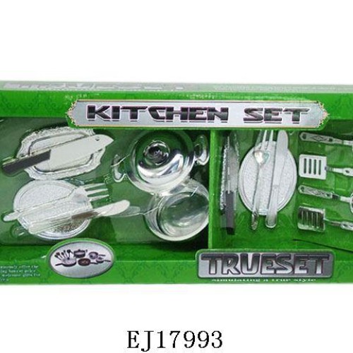 Playing toys-->kitchen set