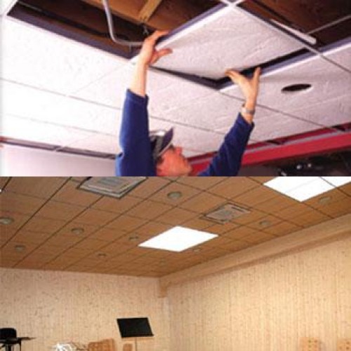 Mineral wool acoustic ceiling tiles