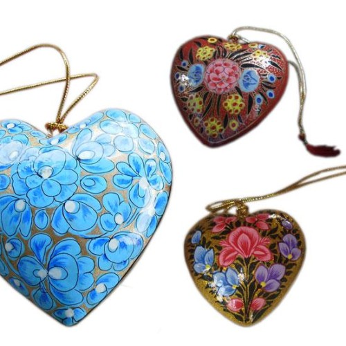 Decorative papier mache hanging hearts