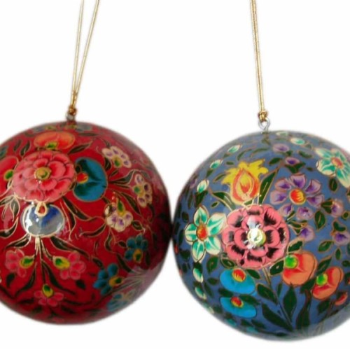 Papier mache hanging decorative christmas balls