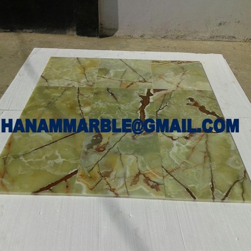 Dark green onyx tiles