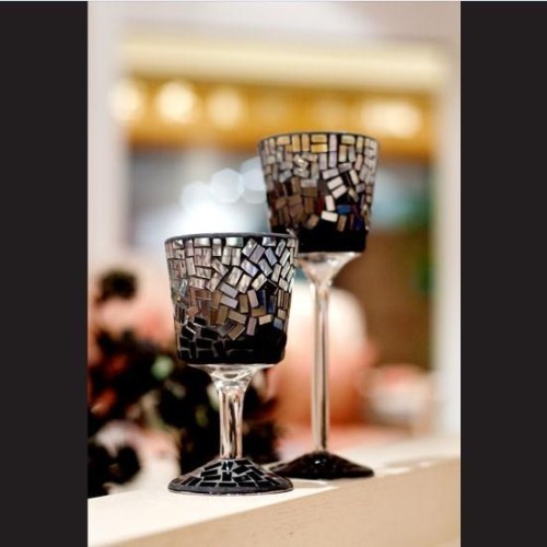 Glass mosaic candle holder