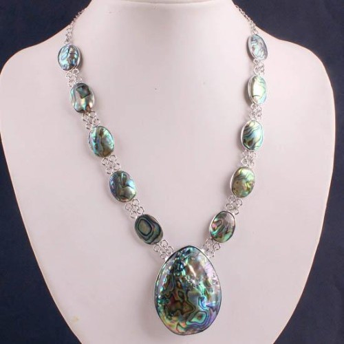 Paypal free shipping natural zelanian abalone shell oval beads necklace 