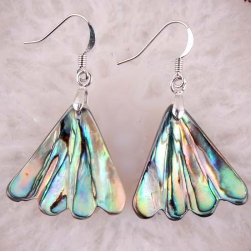 Paypal free shipping 24X24MM New Zelanian Abalone Shell 18KGP Earring 
