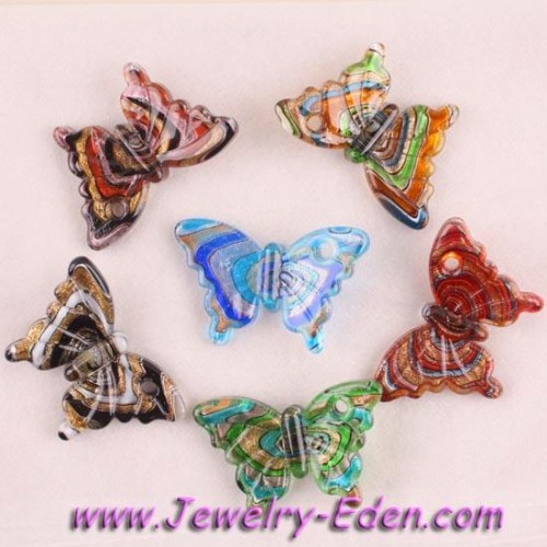 Paypal free shipping wholesale 38x60mm lampwork butterfly pendant bead 12pc