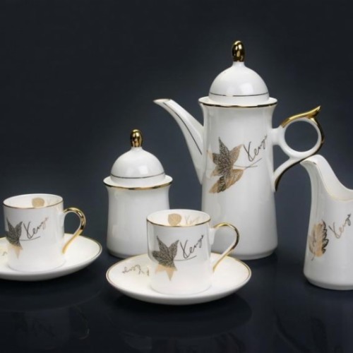 Golden maple leaf coffee set