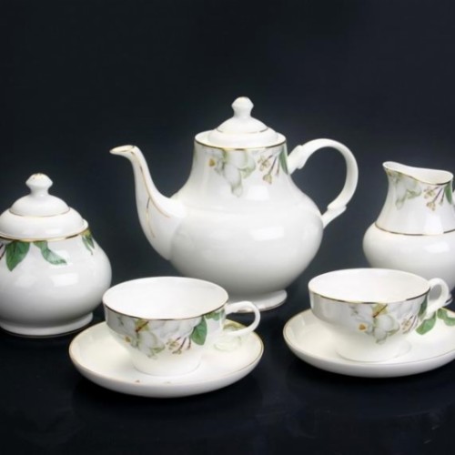 Green leaf golden coffee set