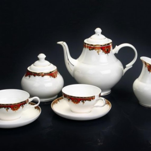 Red edge golden coffee set