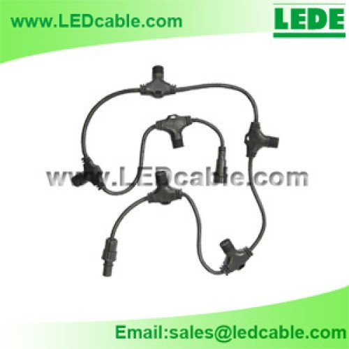 Led lighting waterproof cable with multiple ports t junction