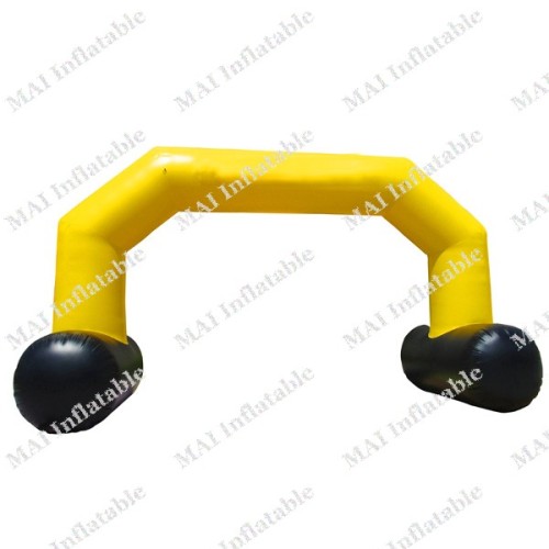 Yellow and black inflatable arches