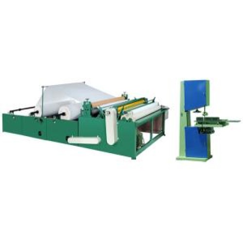 Toilet paper rewinding and perforating machine