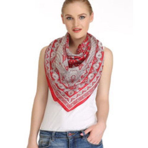 Intricate impression on silk scarf