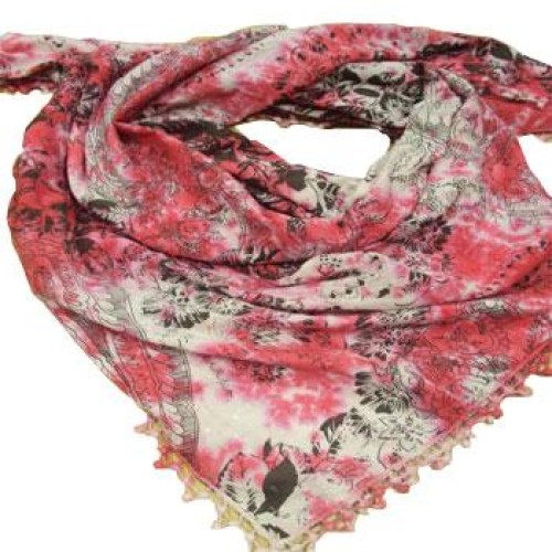 Cotton dobby printed square scarf