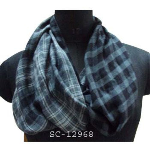 Double side viscose yarn dyed checks snood / tube scarf