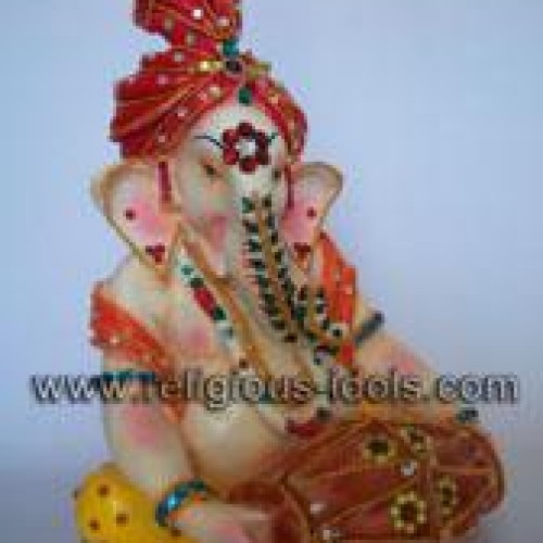 Dholak ganesha poly raisin idol decorated handicraft gift