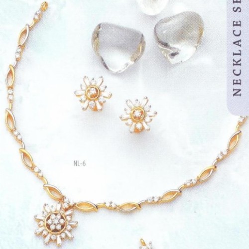 24k gold plated cz diamonds necklace set