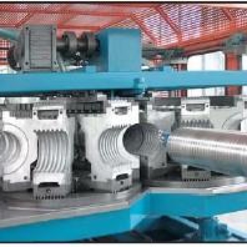 Hdpe/pp/pvc horizontal type double wall corrugated pipe extrusion line