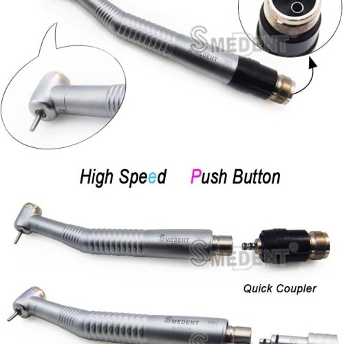 Dental handpiece fiber optic push botton