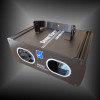 two eyes blue laser light