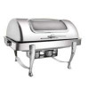 Rectangular Roll Top Chafing Dish with Show Window & Chrome Legs